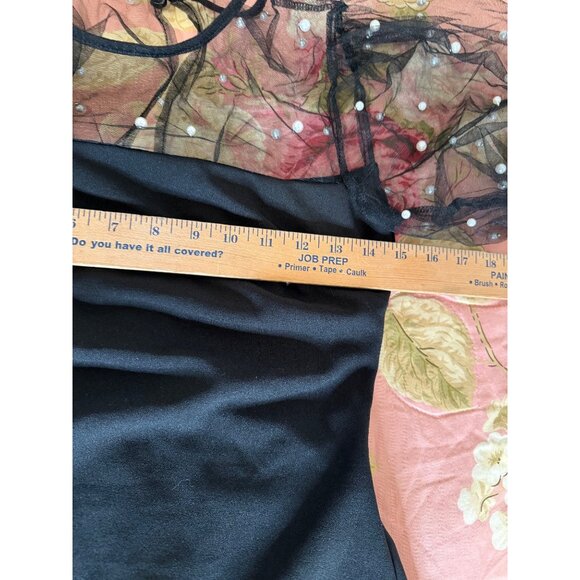 B. Darlin JR Black Skater Dress 3/4 Sheer Pearl Mesh Puff Sleeves Y2k Whimsigoth - Picture 8 of 8